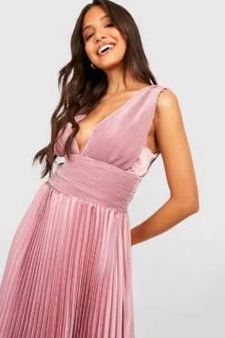 Vestito Maxi Da Cerimonia A Pieghe Con Scollo Profondo 7 Vestito Maxi Da Cerimonia A Pieghe Con Scollo Profondo -Negozio al dettaglio Vestiti gzz22974 rose xl 3