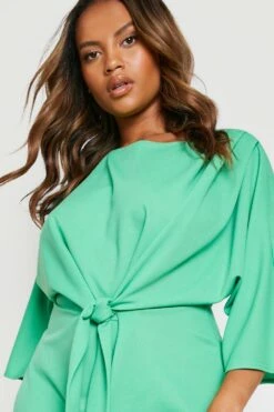 Vestito Skater Plus Size Drappeggiato 7 Vestito Skater Plus Size Drappeggiato -Negozio al dettaglio Vestiti gzz23026 green xl 3