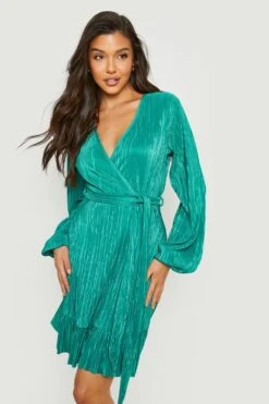 Vestito Scaldacuore Plissettato Con Fondo Arricciato -Negozio al dettaglio Vestiti gzz23171 green xl 2