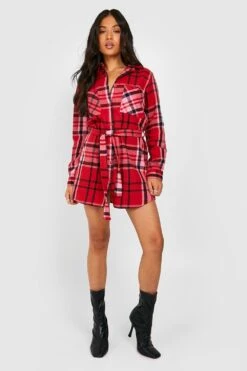 Vestito Camicia Petite Oversize Con Cintura -Negozio al dettaglio Vestiti gzz23181 pink xl 2