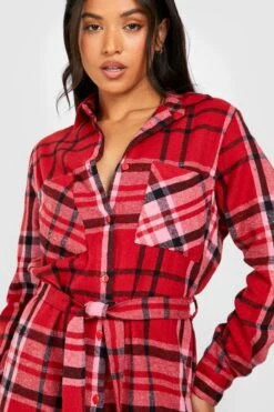 Vestito Camicia Petite Oversize Con Cintura -Negozio al dettaglio Vestiti gzz23181 pink xl 3