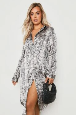 Vestito Camicia Plus Size Con Stampa Effetto Pelle Di Serpente 7 Vestito Camicia Plus Size Con Stampa Effetto Pelle Di Serpente -Negozio al dettaglio Vestiti gzz23233 snake xl 3