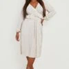 Vestito Midi Plus Size Plissettato Con Dettagli Arricciati