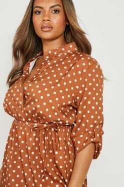 Vestito Camicia Midi Plus Size A Pois -Negozio al dettaglio Vestiti gzz23259 terracotta xl 3