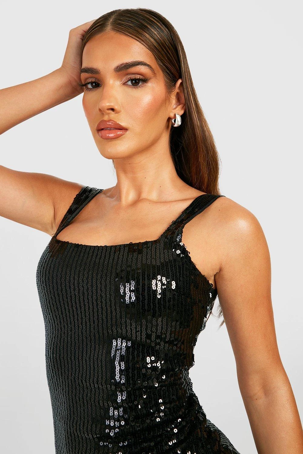 Vestito Pull-on Con Paillettes E Scollo Quadrato 4 Vestito Pull-on Con Paillettes E Scollo Quadrato - immagine 4