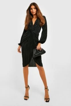 Vestito Plissettato Con Dettagli Attorcigliati