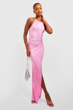 Vestito Maxi Tall Plissettato Con Spacco Laterale -Negozio al dettaglio Vestiti gzz23430 hot20pink xl 2
