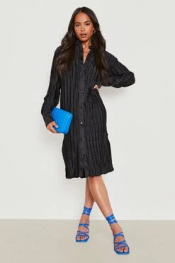 Vestito Camicia Midi Petite Plissettato A Pieghe