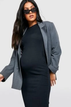 Vestito Midi Premaman A Coste Con Maniche Corte 7 Vestito Midi Premaman A Coste Con Maniche Corte -Negozio al dettaglio Vestiti gzz23453 black xl 3