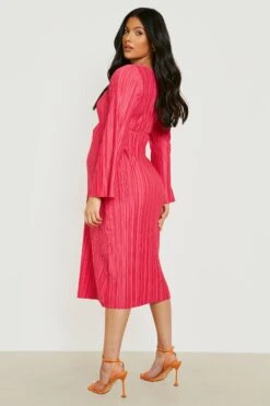 Vestito Midi Premaman Plissettato Con Maniche Svasate -Negozio al dettaglio Vestiti gzz23472 hot20pink xl 1
