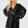 Vestito Skater Plus Size Iridescente Con Maniche A Campana Estreme
