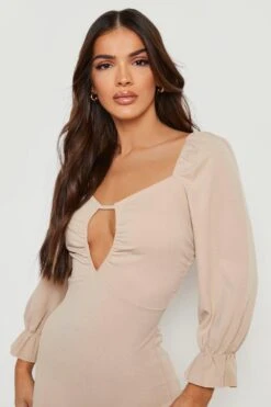 Vestito Midi Con Maniche A Sbuffo E Volant Sul Fondo -Negozio al dettaglio Vestiti gzz23642 stone xl 3