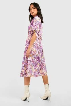 Vestito Camicia Midi In Fantasia Cachemire 5 Vestito Camicia Midi In Fantasia Cachemire -Negozio al dettaglio Vestiti gzz23655 purple xl 1