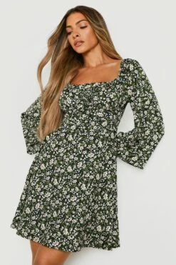 Vestito Skater A Maniche Lunghe A Fiori Con Laccetti 6 Vestito Skater A Maniche Lunghe A Fiori Con Laccetti -Negozio al dettaglio Vestiti gzz23666 black xl 2