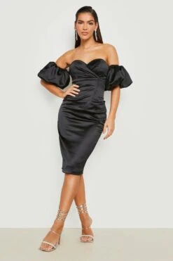 Vestito Midi In Velluto Con Ruches Frontali -Negozio al dettaglio Vestiti gzz23682 black xl 2