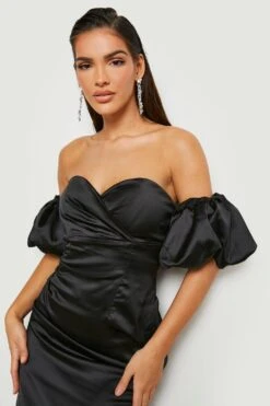 Vestito Midi In Velluto Con Ruches Frontali -Negozio al dettaglio Vestiti gzz23682 black xl 3