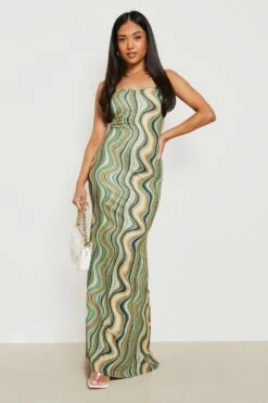 Vestito Maxi Petite Marmorizzato Glitterato Con Scollo Rotondo Sul Retro