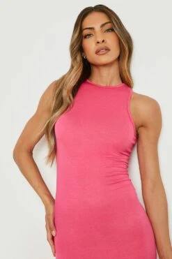 Vestito Maxi Basic Con Scollo A Vogatore -Negozio al dettaglio Vestiti gzz23843 pink xl 3