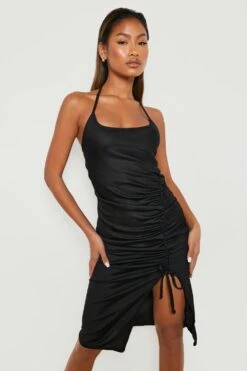 Vestito Midi A Coste Con Scollo Rotondo E Ruches -Negozio al dettaglio Vestiti gzz23946 black xl 2