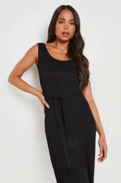 Vestito Da Mare Petite Con Scollo Rotondo E Cintura 7 Vestito Da Mare Petite Con Scollo Rotondo E Cintura -Negozio al dettaglio Vestiti gzz24018 black xl 3