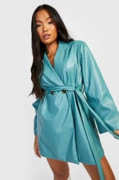 Vestito Blazer Petite In PU Con Cintura