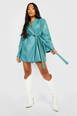 Vestito Blazer Petite In PU Con Cintura -Negozio al dettaglio Vestiti gzz24019 sage xl 2