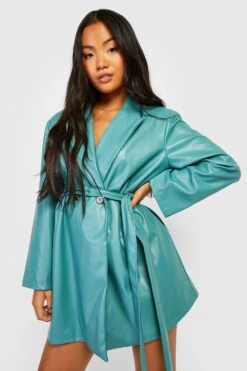 Vestito Blazer Petite In PU Con Cintura -Negozio al dettaglio Vestiti gzz24019 sage xl 3