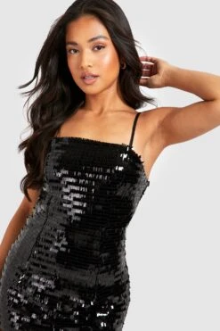 Vestito Midi Petite Con Scollo Quadrato E Paillettes -Negozio al dettaglio Vestiti gzz24046 black xl 3