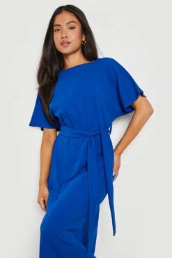 Vestito Maxi Petite Allacciato In Vita Con Scollo A Barchetta E Maniche A Mantella -Negozio al dettaglio Vestiti gzz24072 cobalt xl 3