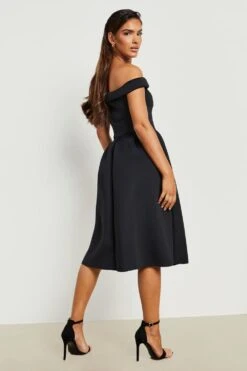 Vestito Midi Rivestito In Scuba Con Scollo Bardot 5 Vestito Midi Rivestito In Scuba Con Scollo Bardot -Negozio al dettaglio Vestiti gzz24345 black xl 1