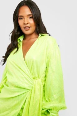 Vestito Scaldacuore Plus Size Con Paillettes In Colori Accesi -Negozio al dettaglio Vestiti gzz24368 lime xl 3