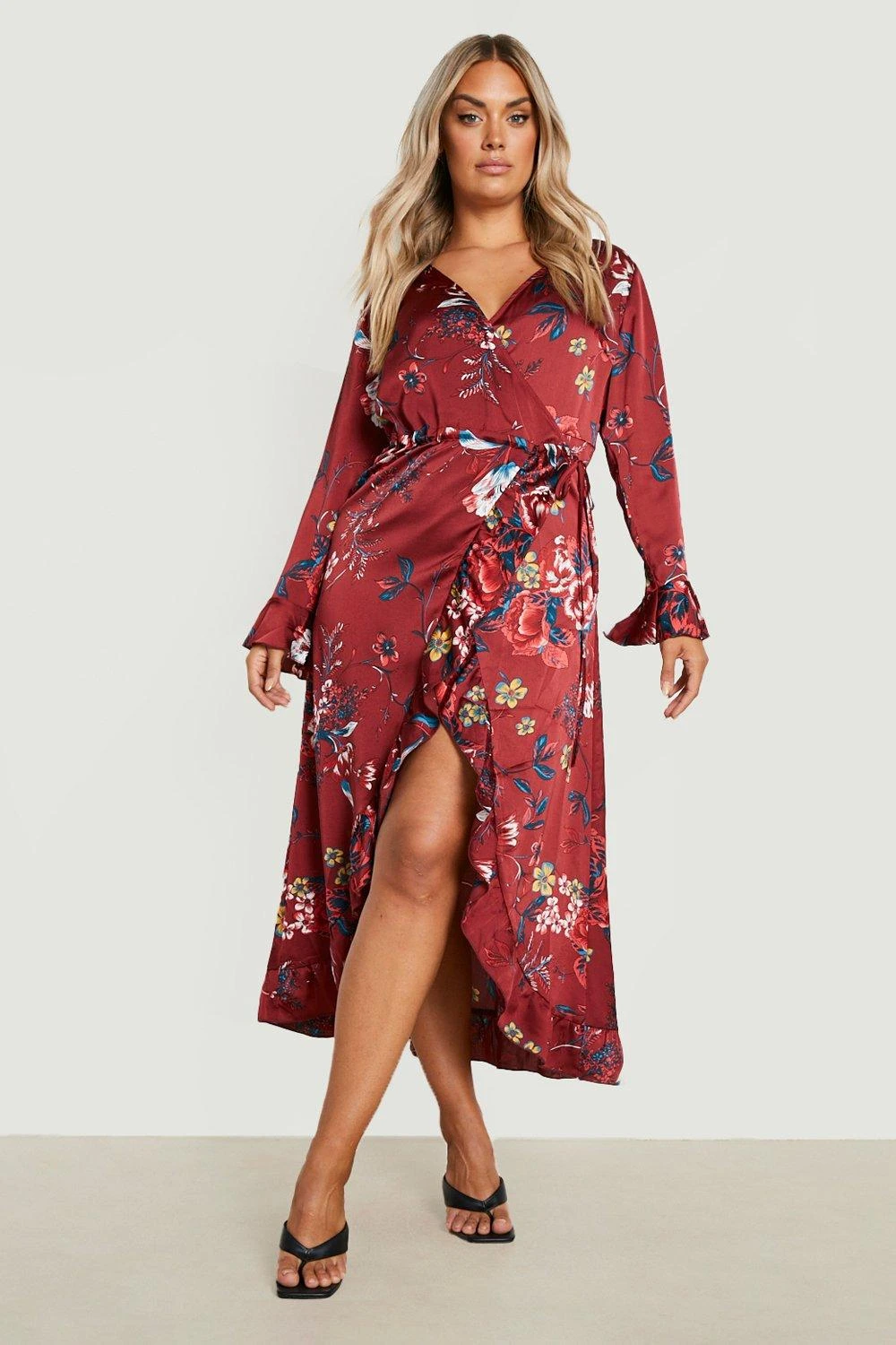 Vestito Prendisole Plus Size A Fiori Con Arricciature 3 Vestito Prendisole Plus Size A Fiori Con Arricciature - immagine 3