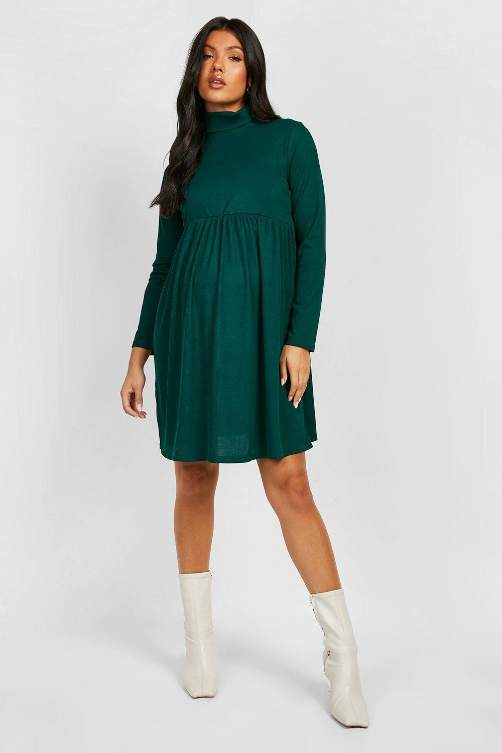 Vestito Grembiule Premaman Con Collo Alto 3 Vestito Grembiule Premaman Con Collo Alto - immagine 3