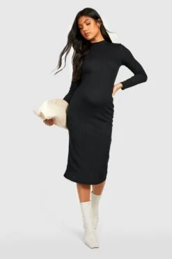 Vestito Midi Premaman Con Collo A Imbuto -Negozio al dettaglio Vestiti gzz24640 black xl 2