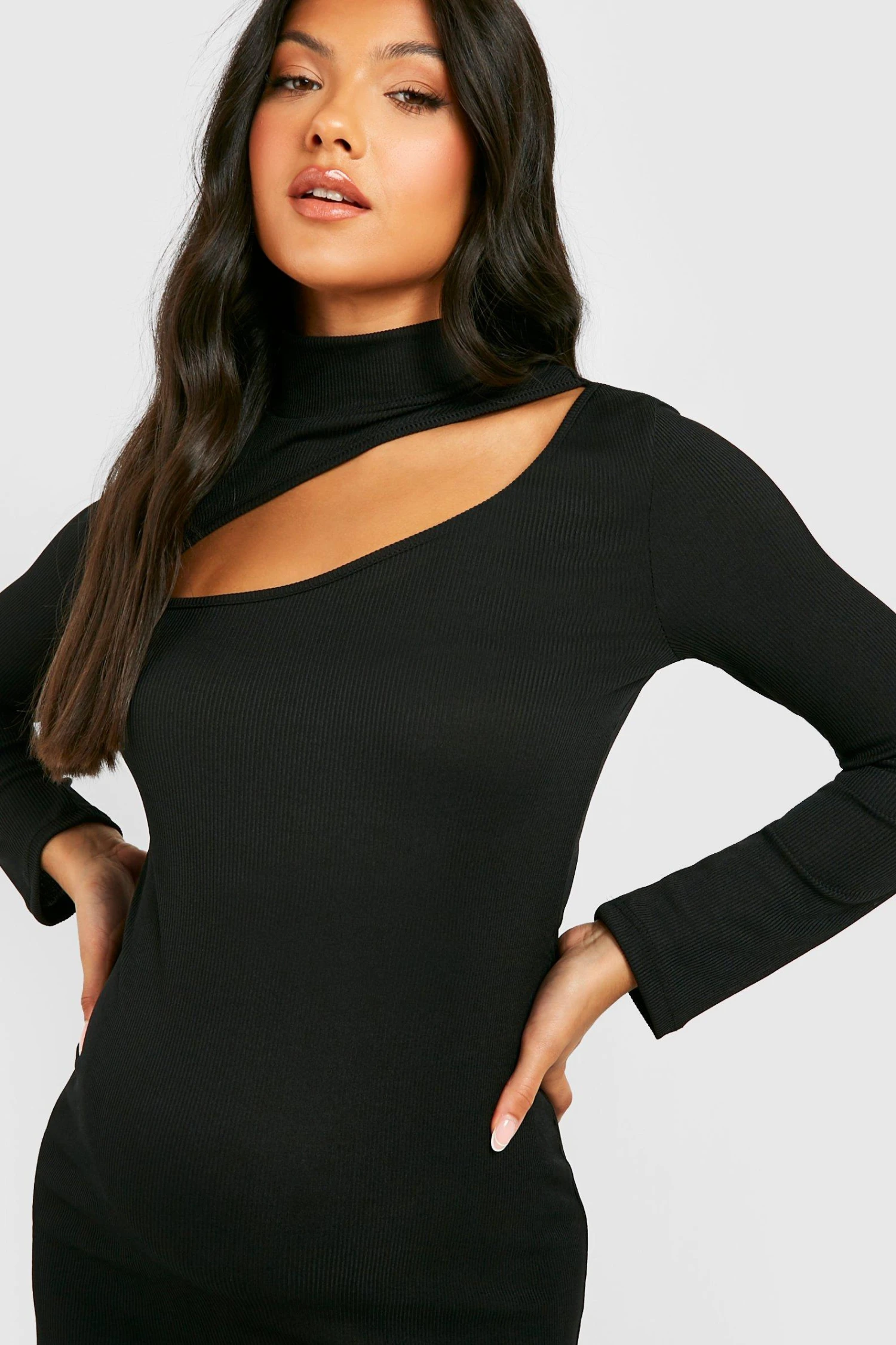 Vestito Midi Premaman Con Cut-out E Collo Alto 4 Vestito Midi Premaman Con Cut-out E Collo Alto - immagine 4