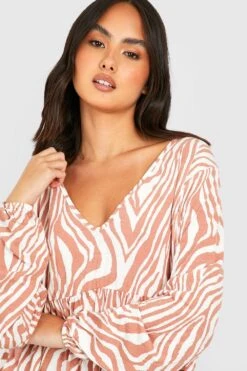 Vestito Grembiule Zebrato Con Scollo Profondo -Negozio al dettaglio Vestiti gzz24754 brown xl 3