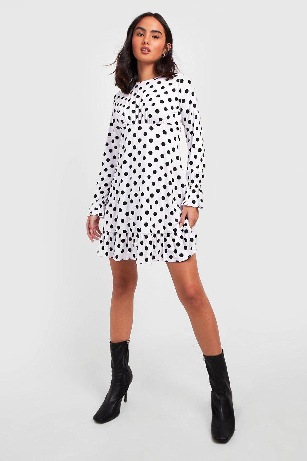 Vestito Skater A Pois Con Ruches Sul Busto 3 Vestito Skater A Pois Con Ruches Sul Busto - immagine 3