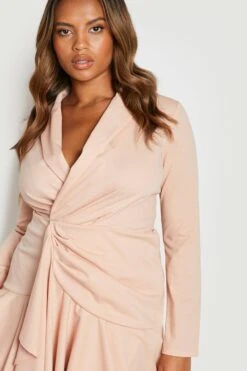 Vestito Blazer Plus Size Con Volant Su Più Livelli -Negozio al dettaglio Vestiti gzz24821 stone xl 3