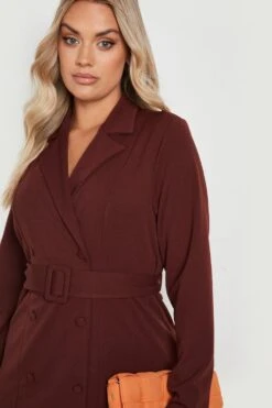 Vestito Blazer Plus Size Con Cintura E Volant -Negozio al dettaglio Vestiti gzz24822 chocolate xl 3