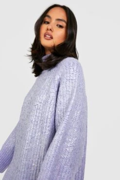 Vestito In Maglia Rivestito E Metallizzato -Negozio al dettaglio Vestiti gzz24877 lilac xl 2