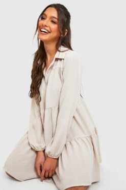 Vestito Camicia A Grembiule Con Balze -Negozio al dettaglio Vestiti gzz25053 sand xl 3