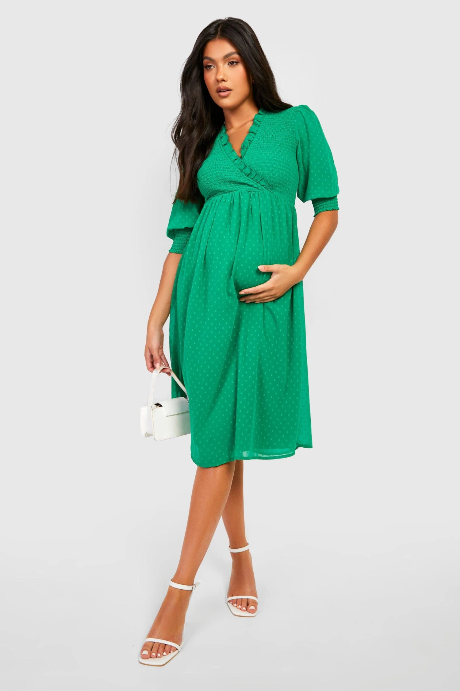 Vestito Scaldacuore Midi Premaman In Rete Plumetis 3 Vestito Scaldacuore Midi Premaman In Rete Plumetis - immagine 3