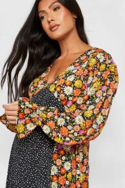 Vestito Midi Premaman Con Stampe Miste E Maniche A Sbuffo 7 Vestito Midi Premaman Con Stampe Miste E Maniche A Sbuffo -Negozio al dettaglio Vestiti gzz25060 multi xl 3