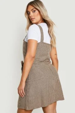 Vestito Scamiciato Plus Size A Incrocio A Quadri -Negozio al dettaglio Vestiti gzz25073 stone xl 1