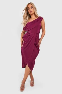 Vestito Scaldacuore Midi Plus Size In Raso Stile Corsetto -Negozio al dettaglio Vestiti gzz25122 berry xl 2