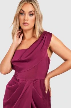 Vestito Scaldacuore Midi Plus Size In Raso Stile Corsetto -Negozio al dettaglio Vestiti gzz25122 berry xl 3