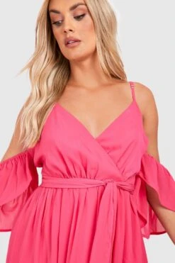 Vestito Maxi Plus Size Da Cerimonia In Chiffon Con Spalle Scoperte -Negozio al dettaglio Vestiti gzz25124 berry xl 3