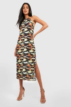 Vestito Maxi Plissettato Con Stampa Astratta -Negozio al dettaglio Vestiti gzz25237 brown xl 2