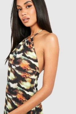 Vestito Maxi Plissettato Con Stampa Astratta -Negozio al dettaglio Vestiti gzz25237 brown xl 3