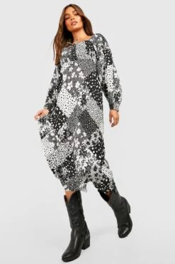 Vestito Midi In Tessuto Con Maniche Ampie -Negozio al dettaglio Vestiti gzz25253 black xl 2